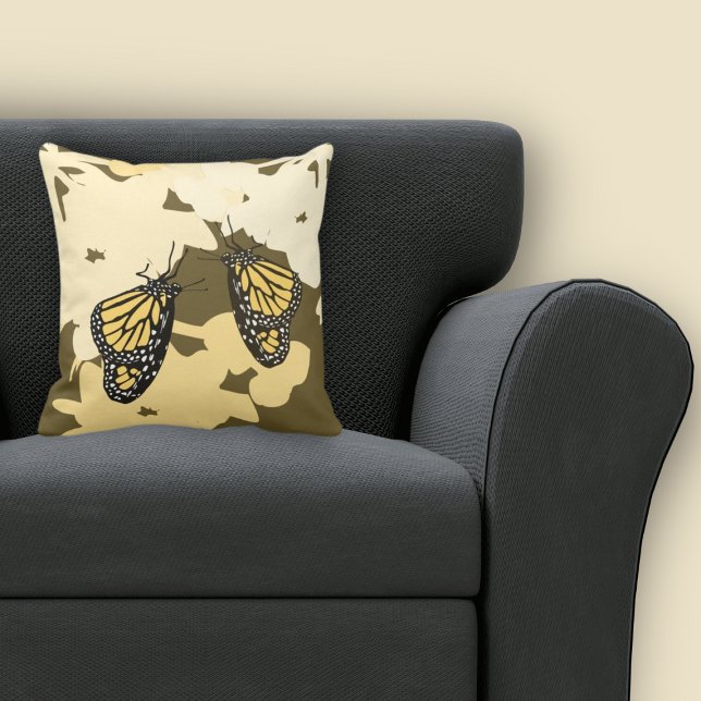 Almofada Par de Borboleta Amarela Divertida (Fun Yellow Butterfly Pair Throw Pillow)