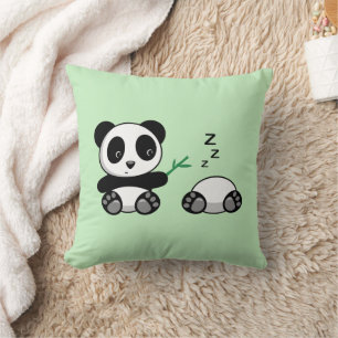 Almofada Par de pequenos pandas bonitos em verde