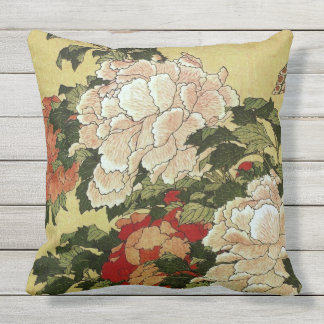 Almofada Para Ambientes Externos 北 斎 Hokusai Peonies e Borboletas Belas Artes