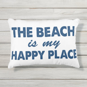 Almofada Para Ambientes Externos A praia é meu travesseiro exterior do lugar feliz