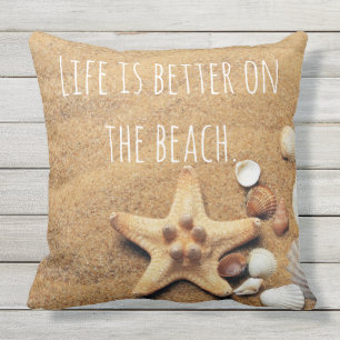 Almofada Para Ambientes Externos A vida é melhor na praia Diversão inspirada na náu