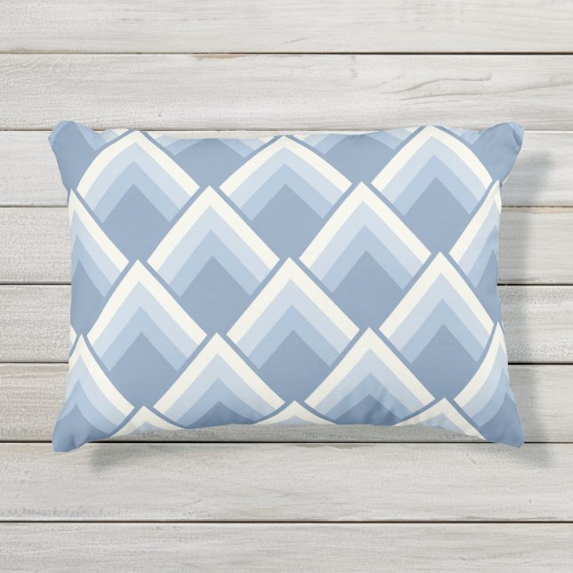 Almofada Para Ambientes Externos Abstrato geométrica, azul e esbranquiçada 2 exteri (Frente)
