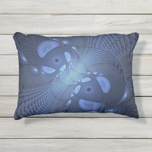 Almofada Para Ambientes Externos Abstrato moderno Trendy Dusk Blue Fractal Art