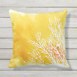 Almofada Para Ambientes Externos Água, cor amarela, recife de coral, praia de verão