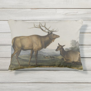 Almofada Para Ambientes Externos Alces americanos por John James Audubon