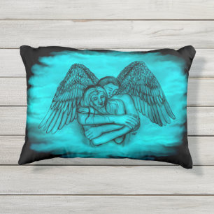 Almofada Para Ambientes Externos Angel Eros in Love, design preto e verde