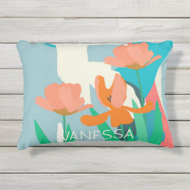 Almofada Para Ambientes Externos Apricot Tulipas Artísticas Modernas de Cores Perso