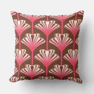 Almofada Para Ambientes Externos Art Deco Lily, Marrom escuro e rosa-coral