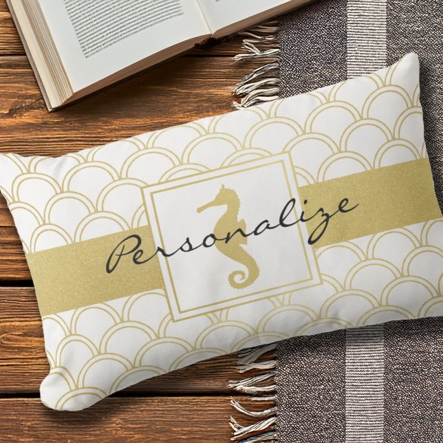 Almofada Para Ambientes Externos Art Deco Wave Dourada Glitter Seacavalo (Criador carregado)