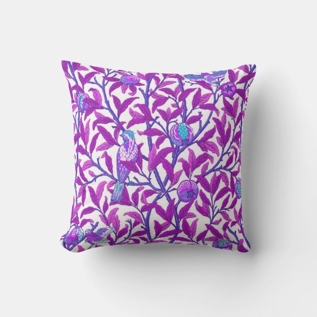 Almofada Para Ambientes Externos Art Nouveau Bird & Pomegranate, Ametist Roxo (Frente)