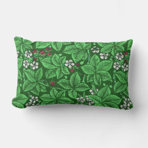 Almofada Para Ambientes Externos Art Nouveau Morangos e Folhas, Emerald Green
