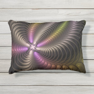 Almofada Para Ambientes Externos Arte Fractal 3D Colorida abstrato brilhante