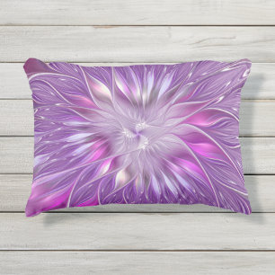 Almofada Para Ambientes Externos Arte Fractal Abstrato de Paixão Puro Rosa