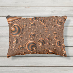 Almofada Para Ambientes Externos Arte Fractal Alaranjado Preto Espiralado Funky Tri