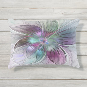 Almofada Para Ambientes Externos Arte Fractal Floral Moderna Abstrata Colorida