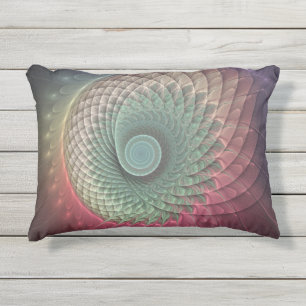 Almofada Para Ambientes Externos Arte Fractal Moderna Colorida Caracol Abstrato