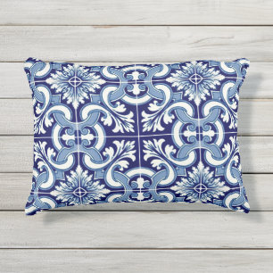Almofada Para Ambientes Externos Azulejo azul português