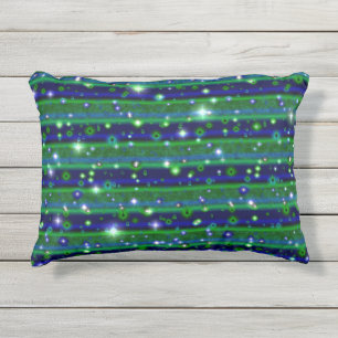 Almofada Para Ambientes Externos Bandas verdes azuis com estrelas e gotas de chuva