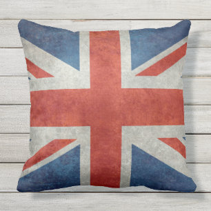 Almofada Para Ambientes Externos Bandeira BRITÂNICA de Union Jack em texturas