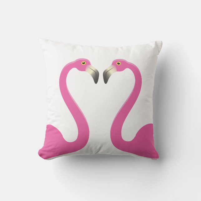 Almofada Para Ambientes Externos Beijando Flamingos White Outdoor Travesseiro (Frente)