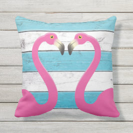 Almofada Para Ambientes Externos Beijar Flamingos Turquoise ao ar livre