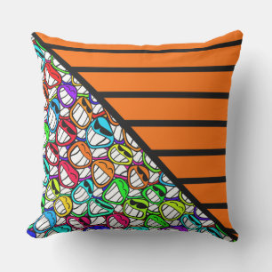 Almofada Para Ambientes Externos BG Stripes Padrão laranja largo + sorrisos legal