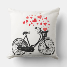 Almofada Para Ambientes Externos Bike Vintage com Corações de Amor