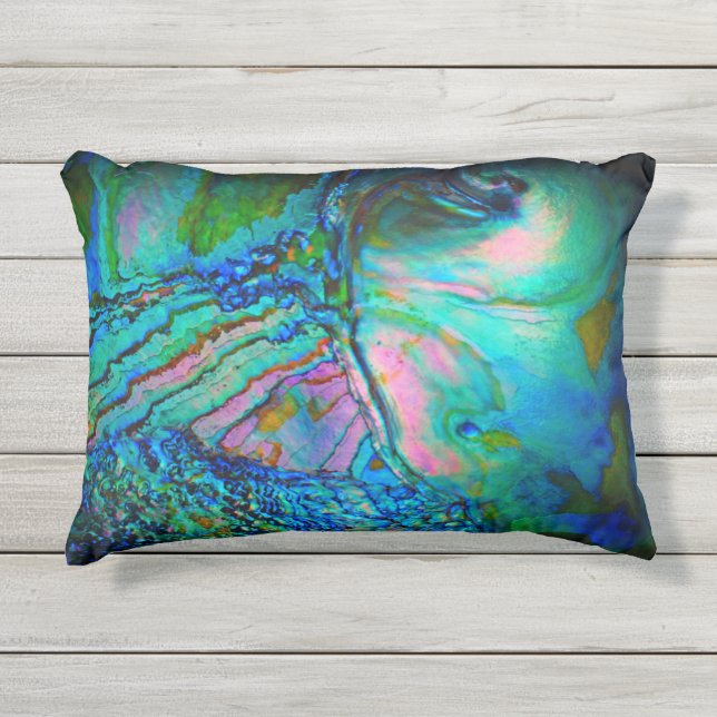 Almofada Para Ambientes Externos Blue Abalone Shell Accent Throw Pillow (Frente)