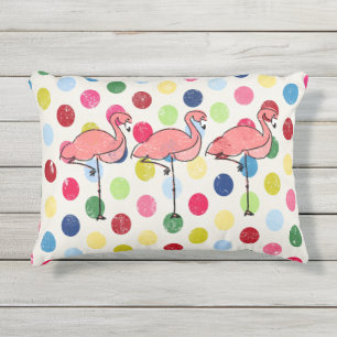 Almofada Para Ambientes Externos Bolinhas coloridas dos flamingos Funky bonitos