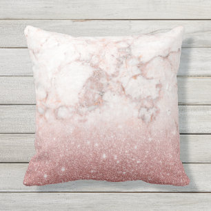 Almofada Para Ambientes Externos Brilho Dourado cor-de-rosa Ombre de mármore branc