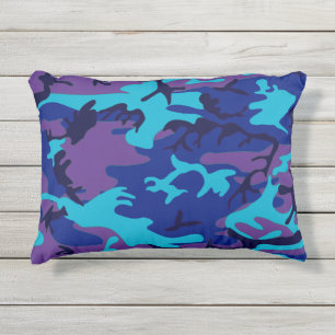 Almofada Para Ambientes Externos Camuflagem azul e roxa 12x16