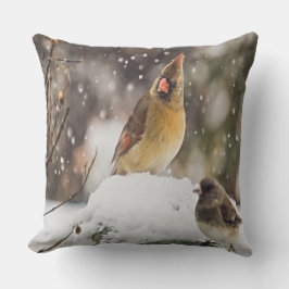 Almofada Para Ambientes Externos Cardeal E Sparrow Na Neve