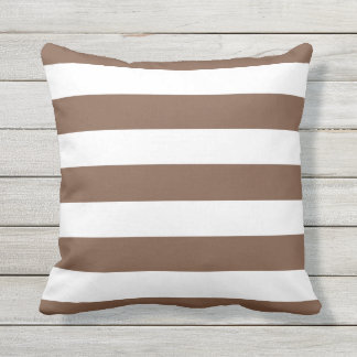 Almofada Para Ambientes Externos Castanho e Stripes Brancas Modernos de Chocolate