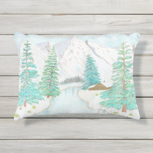 Almofada Para Ambientes Externos Cena de Inverno com Montanhas