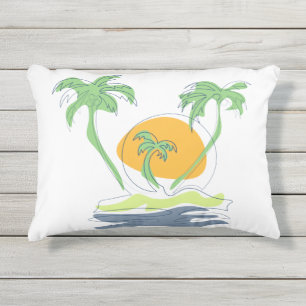 Almofada Para Ambientes Externos Cenário de praia de ilha tropical. Árvore de palme