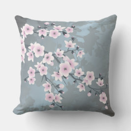 Almofada Para Ambientes Externos Cerejeira Floral Dusty Pink Azul