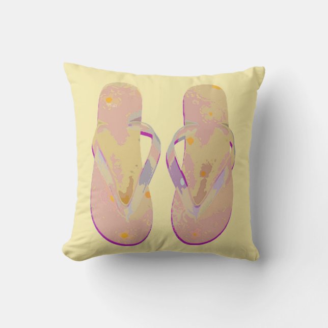 Almofada Para Ambientes Externos Chinelos Amarelo e Roxo (Frente)