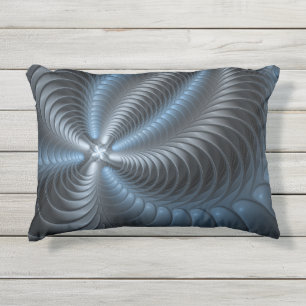 Almofada Para Ambientes Externos Cinza Azul Plástico Arte Fractal 3D Abstrato