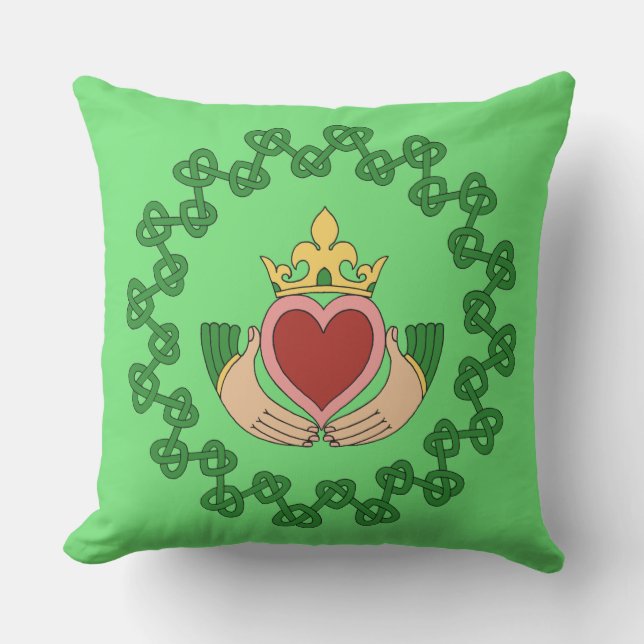 Almofada Para Ambientes Externos Claddagh e Green Knotwork (Frente)