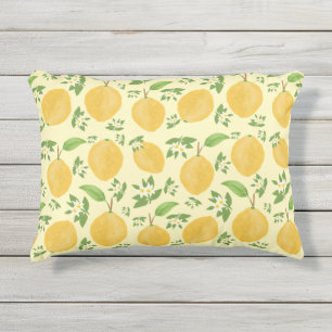 Almofada Para Ambientes Externos Coleção Lemon Bloom amarela estampada