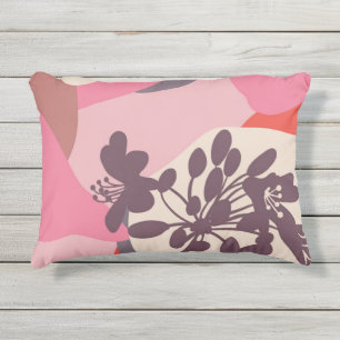 Almofada Para Ambientes Externos Cor Floral abstrato bloqueia cor rosa