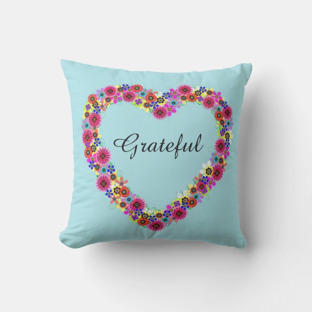 Almofada Para Ambientes Externos Coração Floral Grata (Frente)