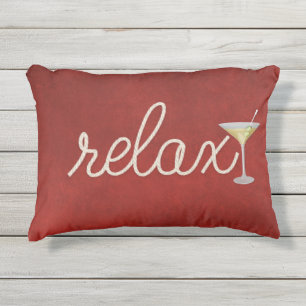 Almofada Para Ambientes Externos corda náutica em vermelho com martini e texto rela