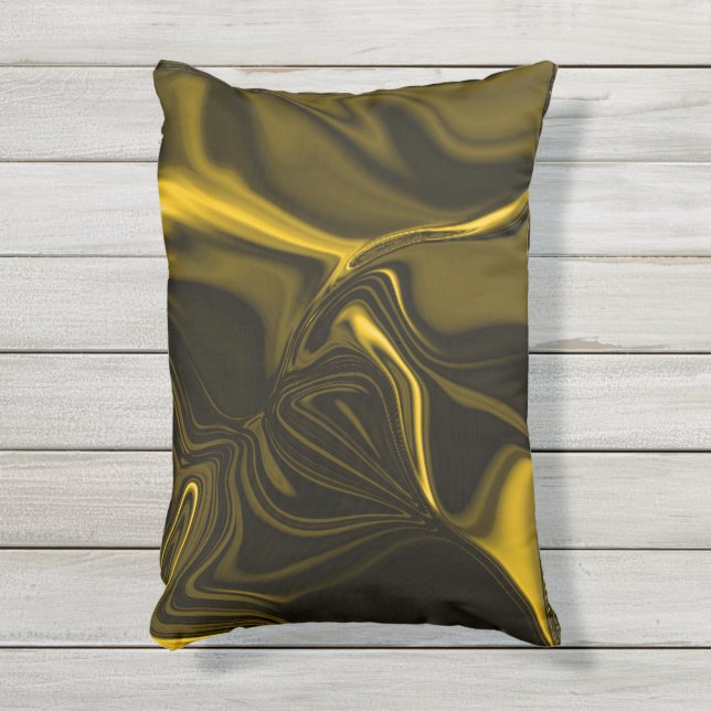 Almofada Para Ambientes Externos Curvas amarelas ou dourados em musica. (Front(Vertical))