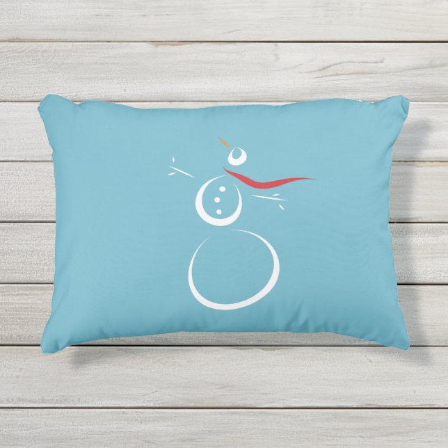 Almofada Para Ambientes Externos Cyan Cute Snowman (Frente)