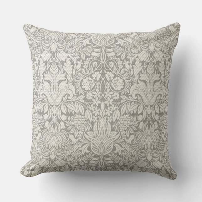 Almofada Para Ambientes Externos Damasco Branco Formal Discreto Tradicional (Frente)