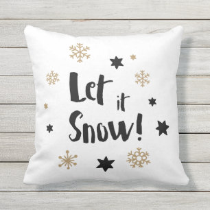 Almofada Para Ambientes Externos "Deixe-o nevar!" Natal da caligrafia