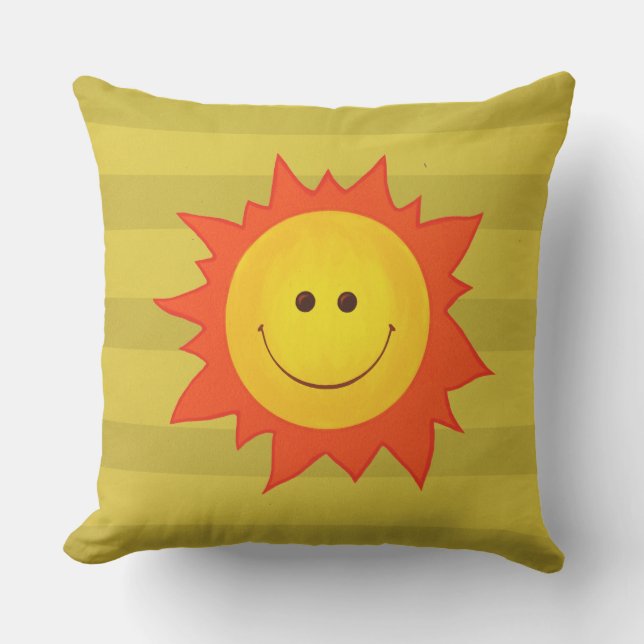 Almofada Para Ambientes Externos Desenhos animados bonitos de sorriso de Sun (Frente)