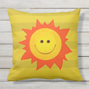 Almofada Para Ambientes Externos Desenhos animados bonitos de sorriso de Sun