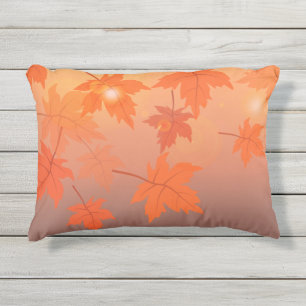 Almofada Para Ambientes Externos Design de outono com folhas de maple e efeito de c